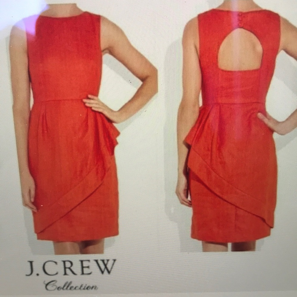 J Crew Linen Peplum Dress, ruffled side, back cutout, burnt orange Size 4/S